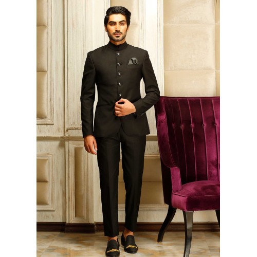 ZGMP2441 Black Suiting Fabric Prince Suit