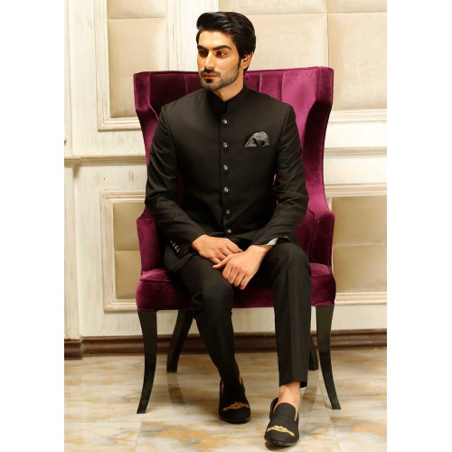 ZGMP2441 Black Suiting Fabric Prince Suit