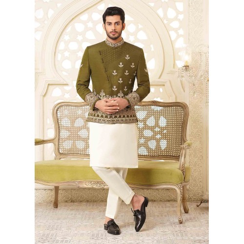 ZGMP2443 Kiwi Raw Silk Prince Coat