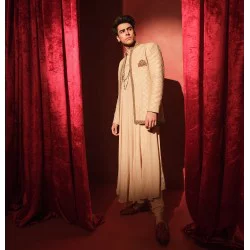 ZGMP2639 Deep Peach Raw Silk Prince Coat