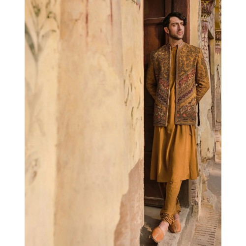 ZGMP2641 Bronze Raw Silk Prince Coat ZGMP2641 Bronze Raw Silk Prince Coat