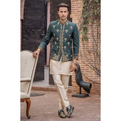 ZGMP2836 Green Raw Silk Prince Coat