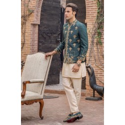 ZGMP2836 Green Raw Silk Prince Coat