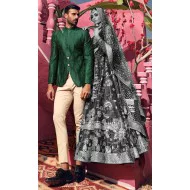 ZGMP2961 Green Jamawar Prince Suit