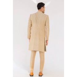 ZGMS2295 Peach Puff Raw Silk Sherwani