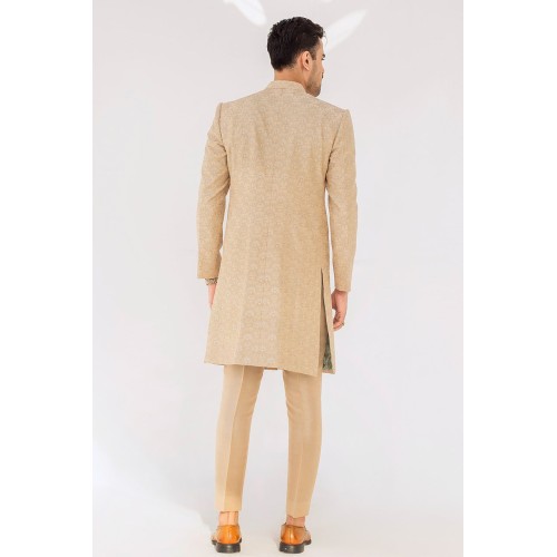 ZGMS2295 Peach Puff Raw Silk Sherwani