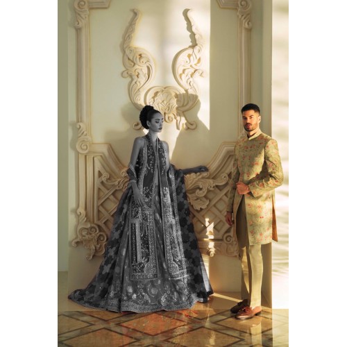 ZGMS2304 Citron Raw Silk Sherwani