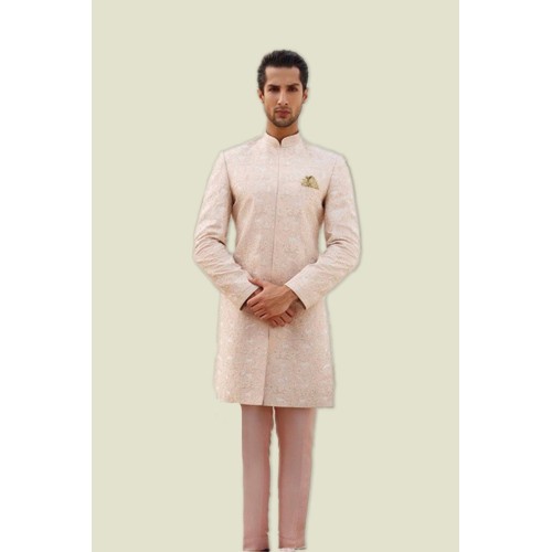 ZGMS2305 Tea Rose Raw Silk Sherwani