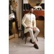 ZGMS2309 Bone Raw Silk Sherwani
