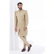 ZGMS2313 Champagne Raw Silk Sherwani