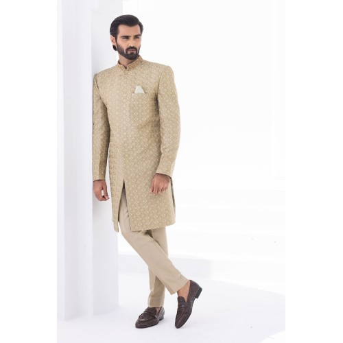 ZGMS2313 Champagne Raw Silk Sherwani ZGMS2313 Champagne Raw Silk Sherwani