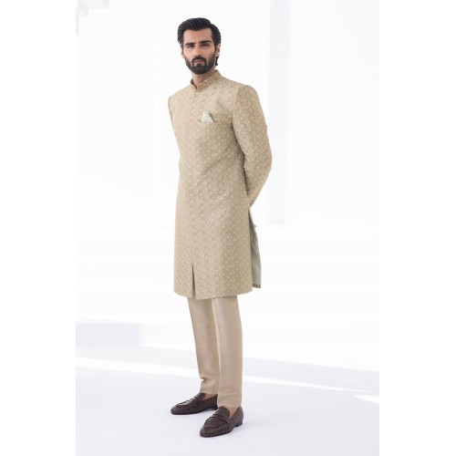 ZGMS2313 Champagne Raw Silk Sherwani ZGMS2313 Champagne Raw Silk Sherwani