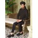 ZGMS2438 Black Raw Silk Sherwani