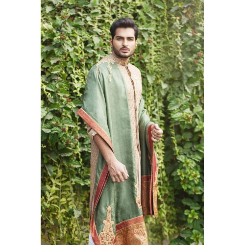 ZGMS2597 Peach Jamawar Sherwani