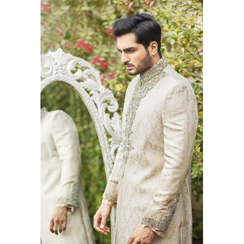 ZGMS2600 Ivory Jamawar Sherwani
