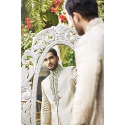 ZGMS2600 Ivory Jamawar Sherwani