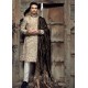 ZGMS2606 Antique White Raw Silk Sherwani