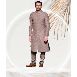 ZGMS2701 Cinereous Raw Silk Sherwani