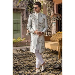 ZGMS2792 Off-White Raw Silk Sherwani