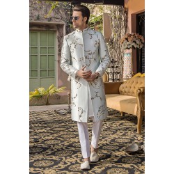 ZGMS2792 Off-White Raw Silk Sherwani