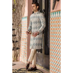 ZGMS2795 Cream Raw Silk Sherwani