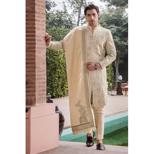ZGMS2796 Papaya Whip Raw Silk Sherwani ZGMS2796 Papaya Whip Raw Silk Sherwani