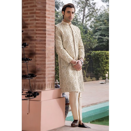 ZGMS2796 Papaya Whip Raw Silk Sherwani ZGMS2796 Papaya Whip Raw Silk Sherwani