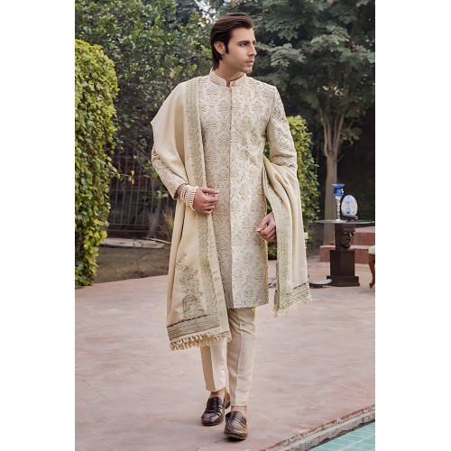 ZGMS2796 Papaya Whip Raw Silk Sherwani ZGMS2796 Papaya Whip Raw Silk Sherwani