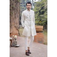 ZGMS2797 Off-White Raw Silk Sherwani