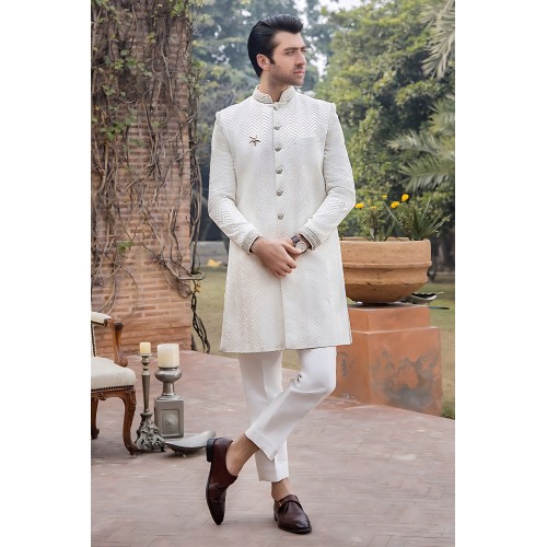 ZGMS2797 Off-White Raw Silk Sherwani ZGMS2797 Off-White Raw Silk Sherwani