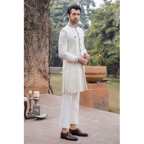 ZGMS2797 Off-White Raw Silk Sherwani ZGMS2797 Off-White Raw Silk Sherwani