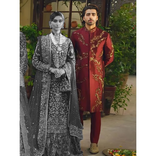 ZGMS2805 Burgundy Raw Silk Sherwani ZGMS2805 Burgundy Raw Silk Sherwani