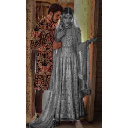 ZGMS2901 Black Raw Silk Sherwani
