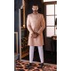 ZGMS2921 Rose Gold Embroidered Raw Silk Sherwani