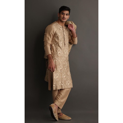 ZGMS2922 Ecru Raw Silk Sherwani