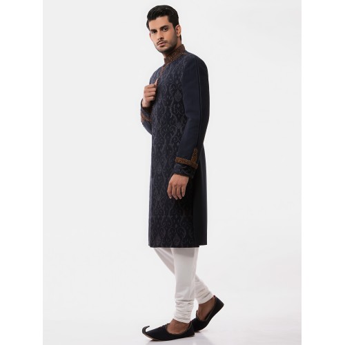 ZGMS2987 Black Suiting Fabric Sherwani