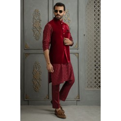 ZGMW2000 Red-Violet Velvet Waistcoat