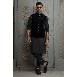 ZGMW2001 Black Velvet Waistcoat