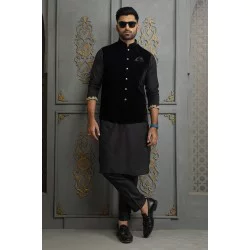 ZGMW2001 Black Velvet Waistcoat