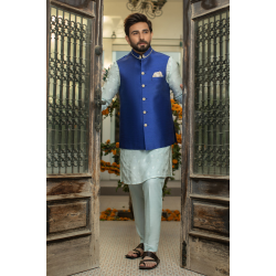 ZGMW2005 International Klein Blue Raw Silk Waistcoat