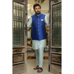 ZGMW2005 International Klein Blue Raw Silk Waistcoat