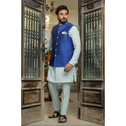 ZGMW2005 International Klein Blue Raw Silk Waistcoat