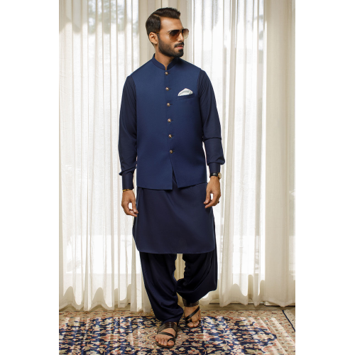 ZGMW2007 Dark Navy Suiting Fabric Waistcoat