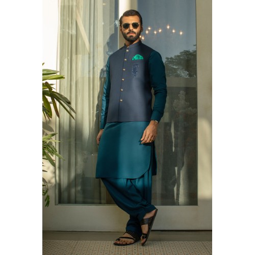 ZGMW2009 Dark Navy Suiting Fabric Waistcoat