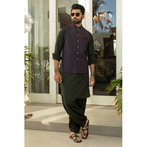 ZGMW2011 Aubergine Suiting Fabric Waistcoat