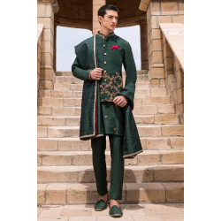 ZGMW2014 English Green Raw Silk Waistcoat