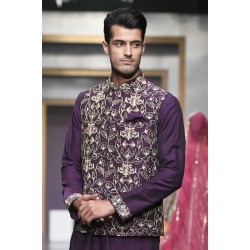 ZGMW2015 Purple Raw Silk Waistcoat