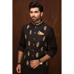 ZGMW2019 Black Raw Silk Waistcoat