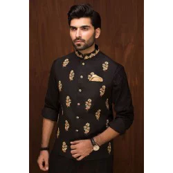 ZGMW2019 Black Raw Silk Waistcoat