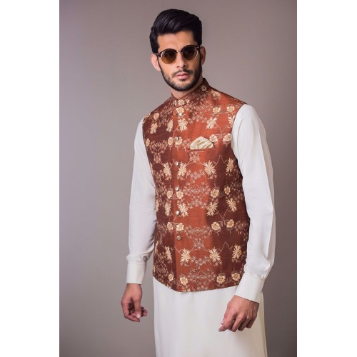 ZGMW2021 Rust Raw Silk Waistcoat ZGMW2021 Rust Raw Silk Waistcoat
